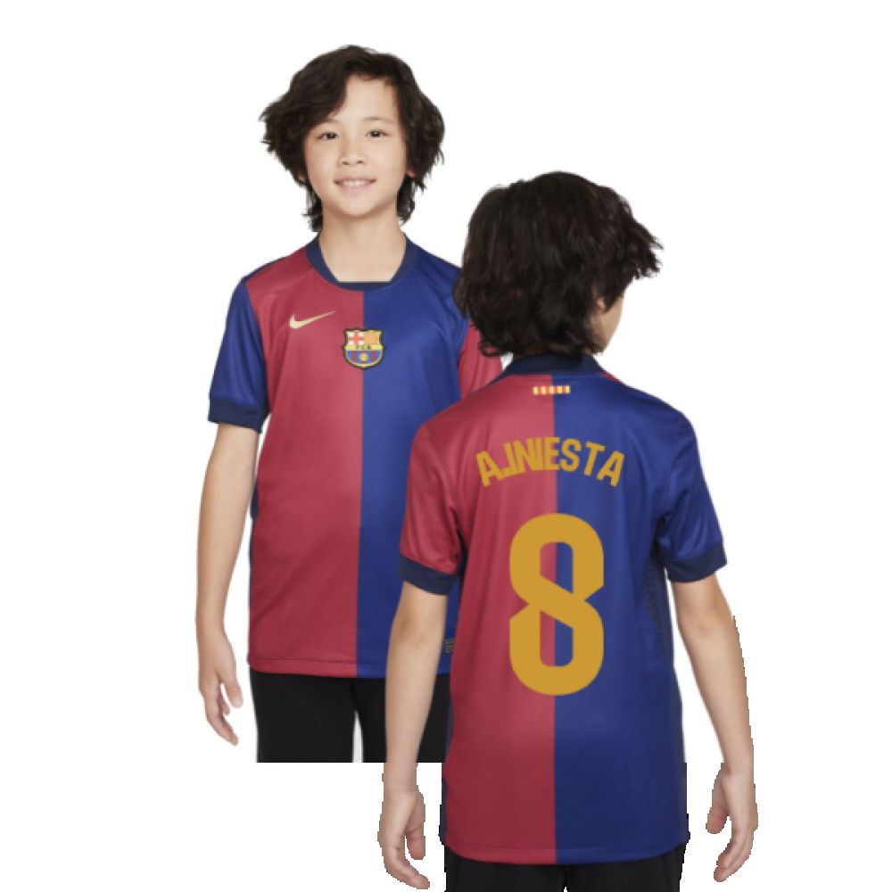 2024-2025 Barcelona Home Shirt (Sponsorless) - Kids (A.Iniesta 8)
