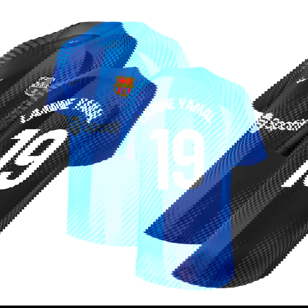 2024-2025 Barcelona Pre-Match Shirt (Blue) - Kids (Lamine Yamal 19)