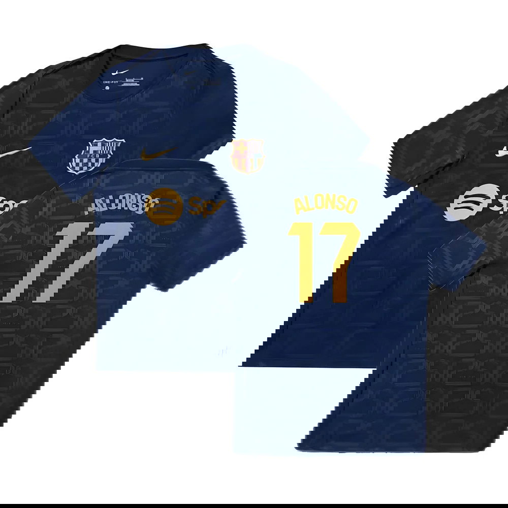 2024-2025 Barcelona Pre-Match Training Shirt (Navy) - Kids (Alonso 17)