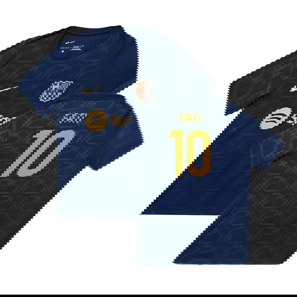 2024-2025 Barcelona Pre-Match Training Shirt (Navy) - Kids (Fati 10)
