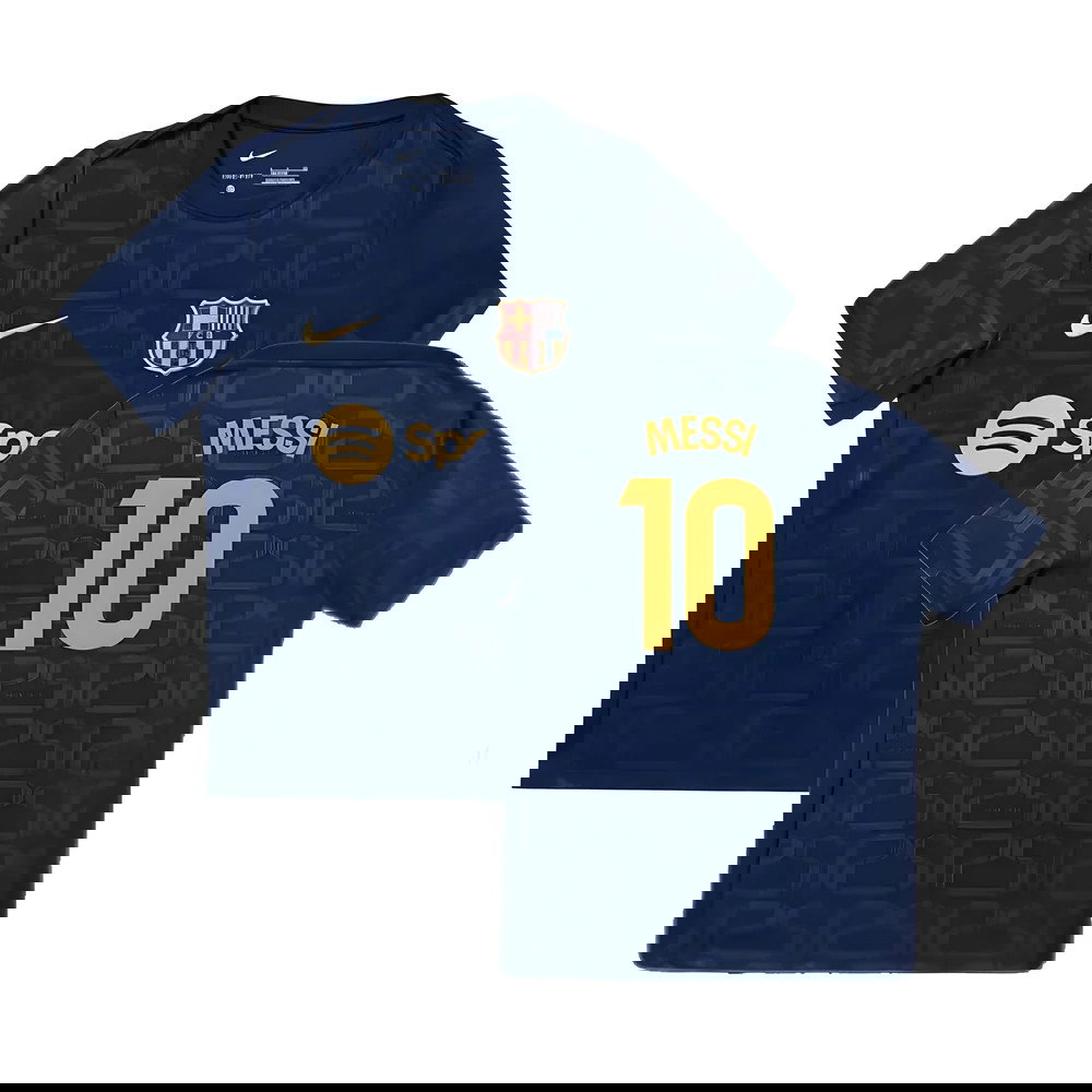 2024-2025 Barcelona Pre-Match Training Shirt (Navy) - Kids (Messi 10)