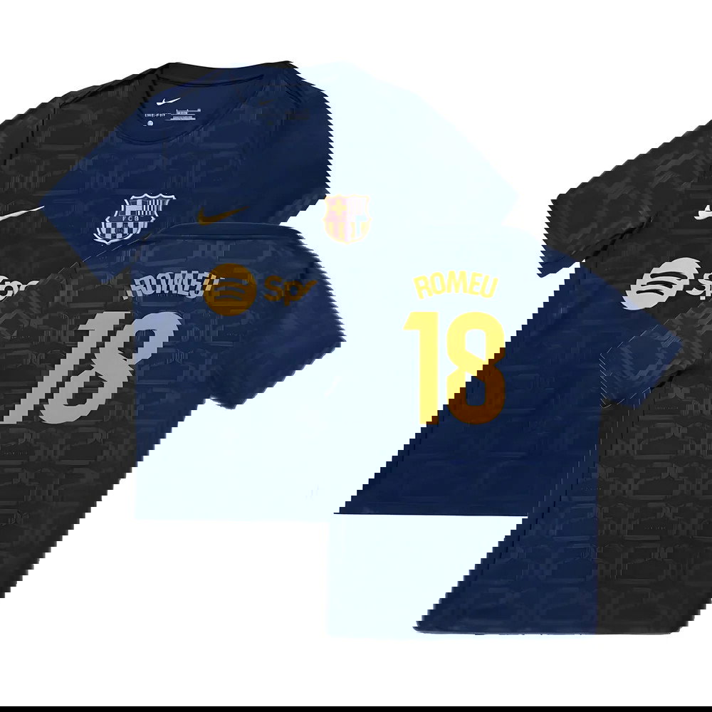2024-2025 Barcelona Pre-Match Training Shirt (Navy) - Kids (Romeu 18)