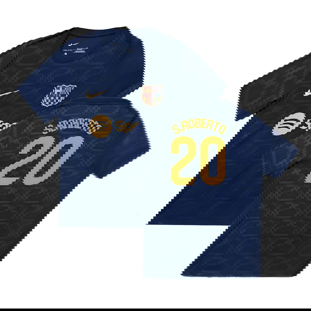 2024-2025 Barcelona Pre-Match Training Shirt (Navy) - Kids (S.Roberto 20)