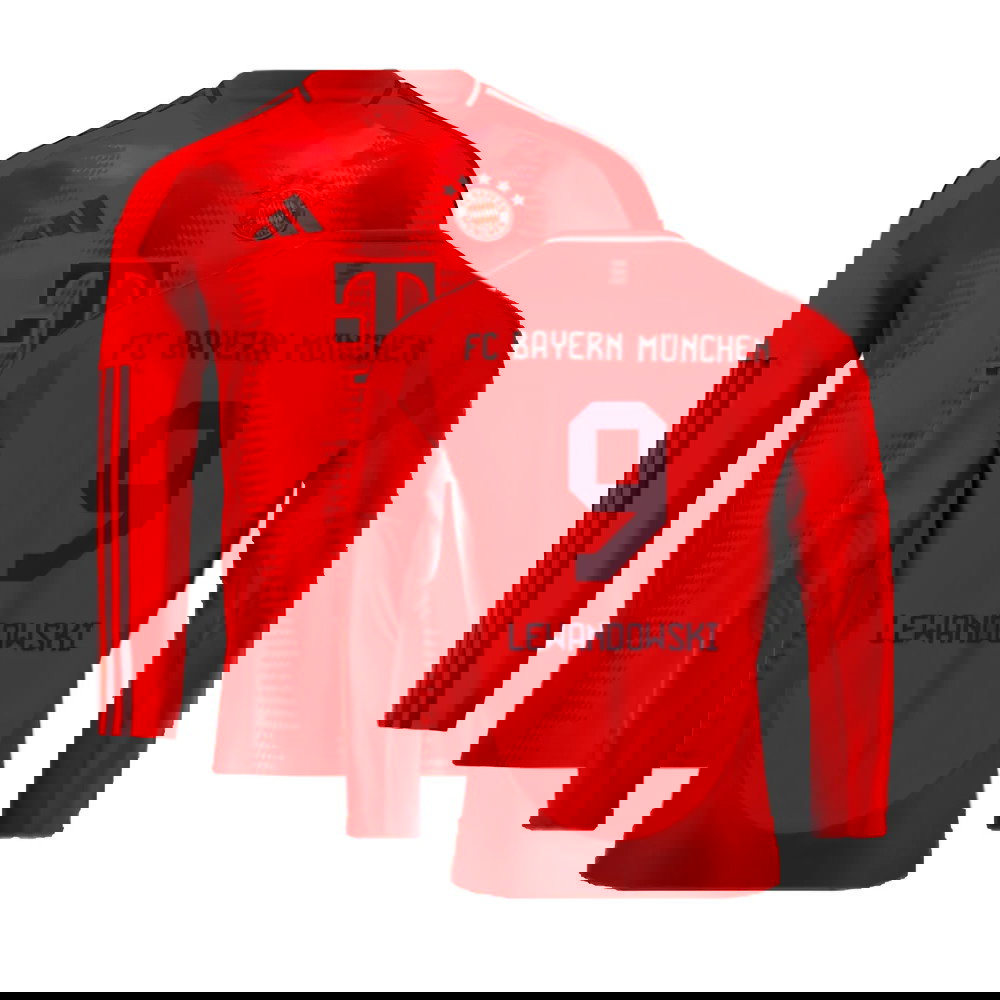 2024-2025 Bayern Munich Long Sleeve Home Shirt (Lewandowski 9)
