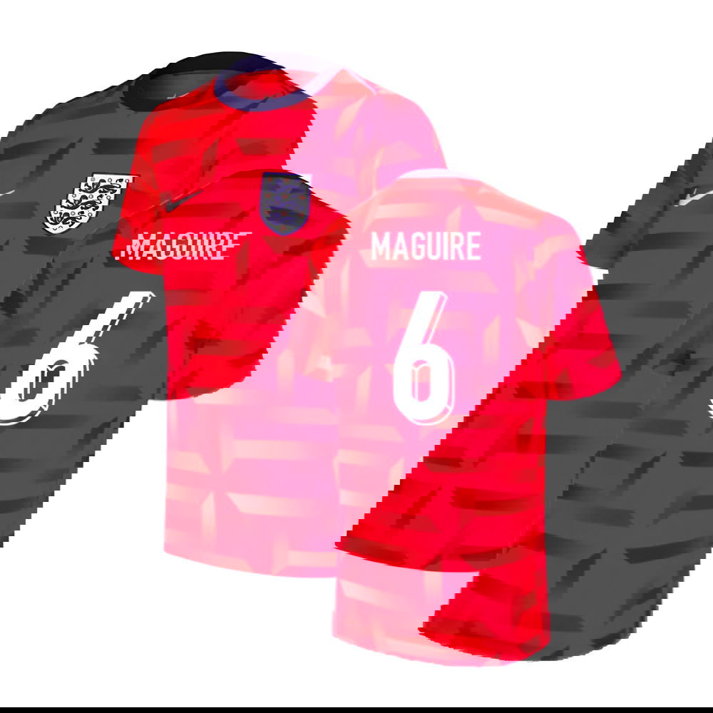 2024-2025 England Dri-FIT Pre-Match Shirt (Red) (Maguire 6)