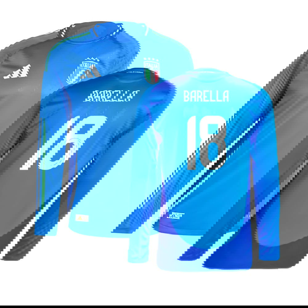 2024-2025 Italy Authentic Long Sleeve Home Shirt (BARELLA 18)