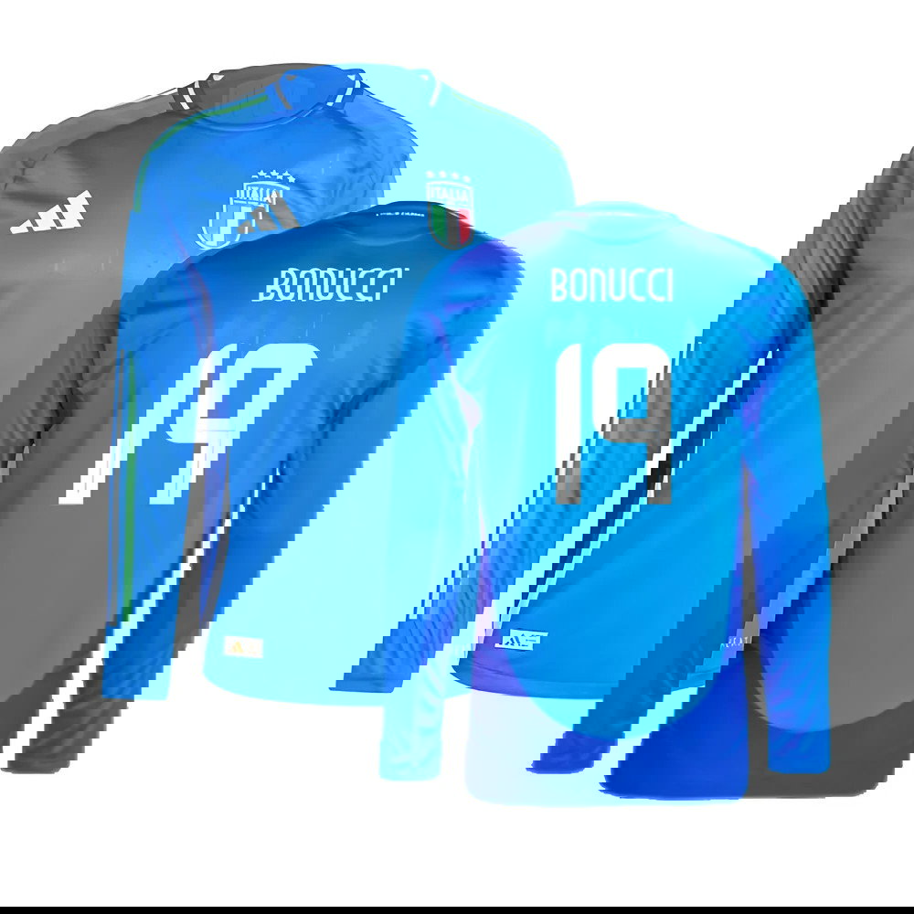 2024-2025 Italy Authentic Long Sleeve Home Shirt (BONUCCI 19)