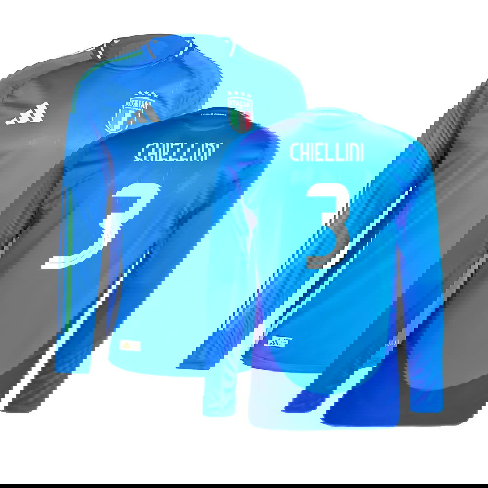 2024-2025 Italy Authentic Long Sleeve Home Shirt (CHIELLINI 3)