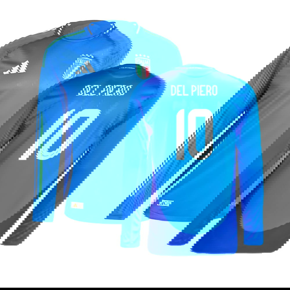 2024-2025 Italy Authentic Long Sleeve Home Shirt (DEL PIERO 10)