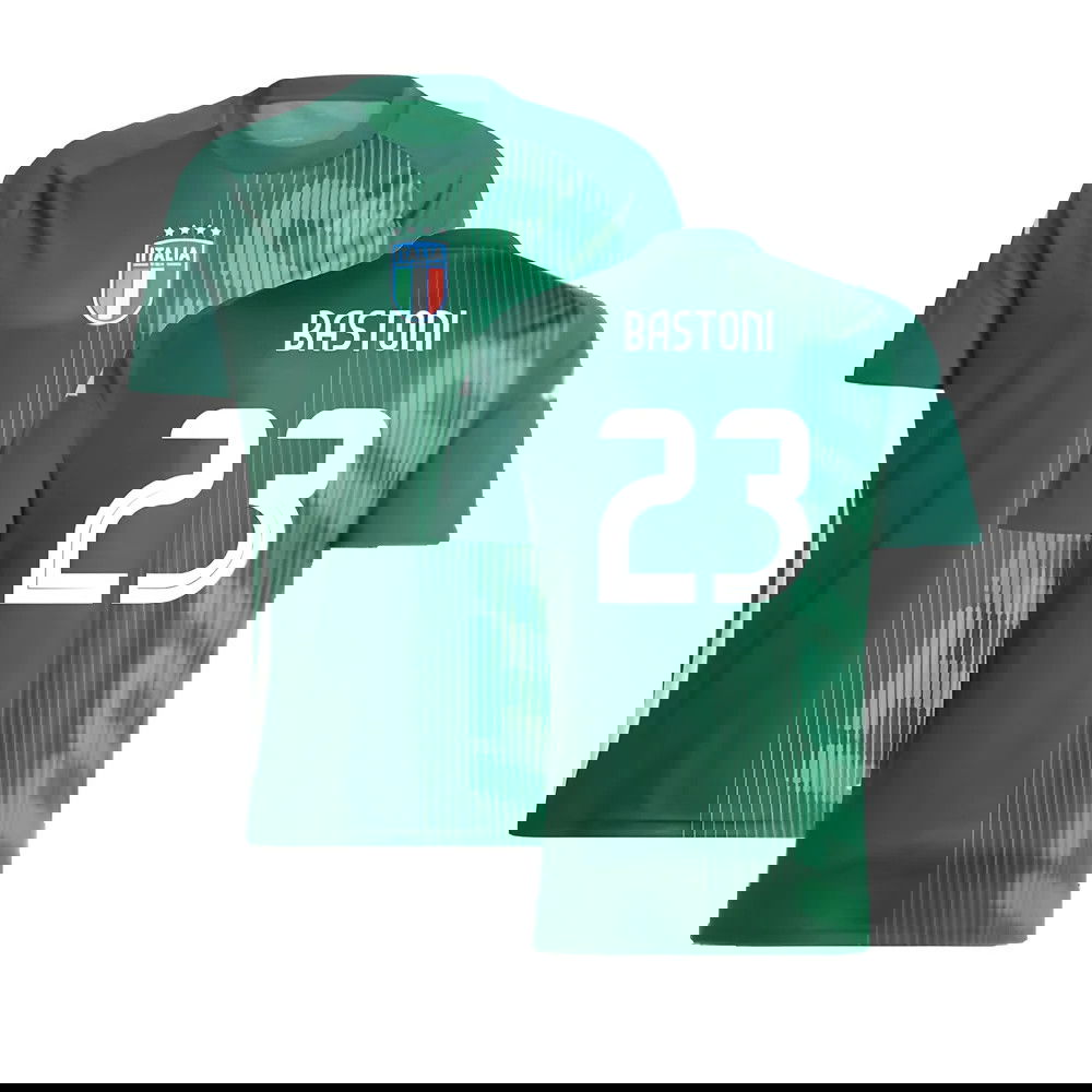2024-2025 Italy Pre-Match Shirt (Green) (BASTONI 23)