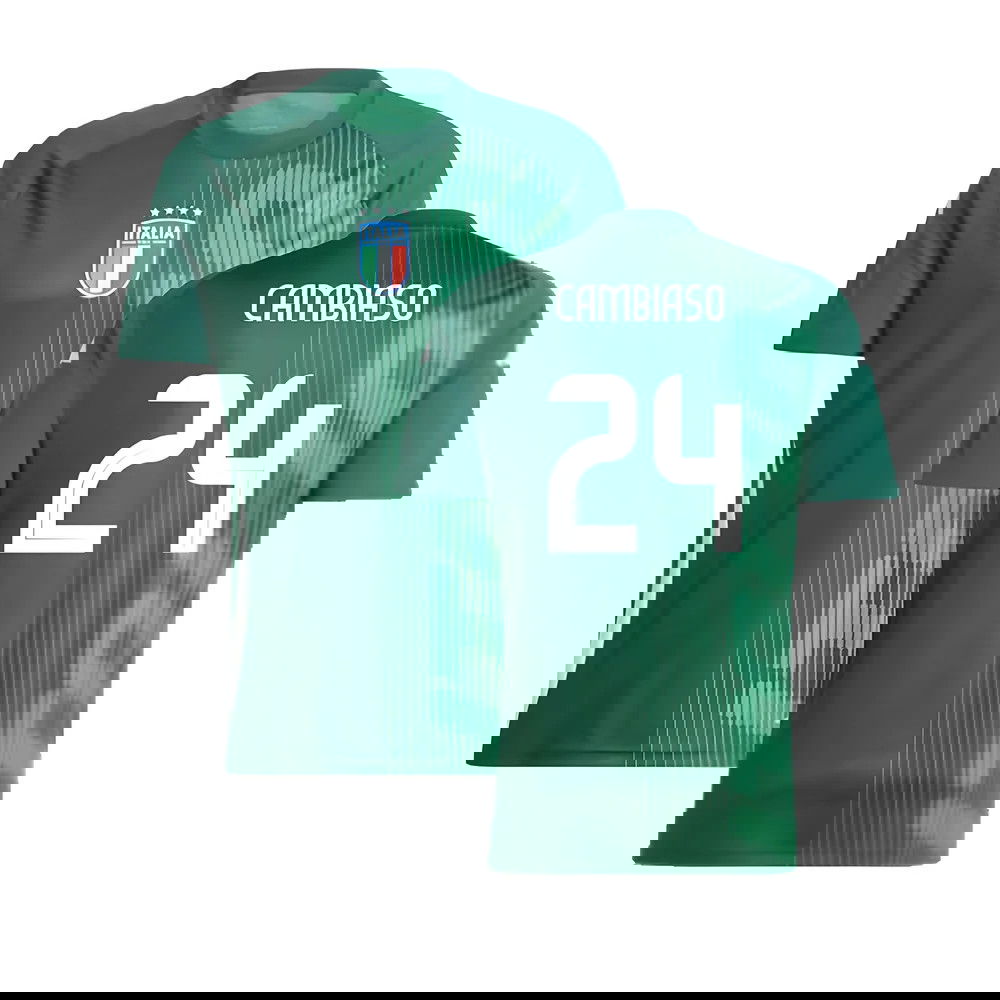 2024-2025 Italy Pre-Match Shirt (Green) (CAMBIASO 24)