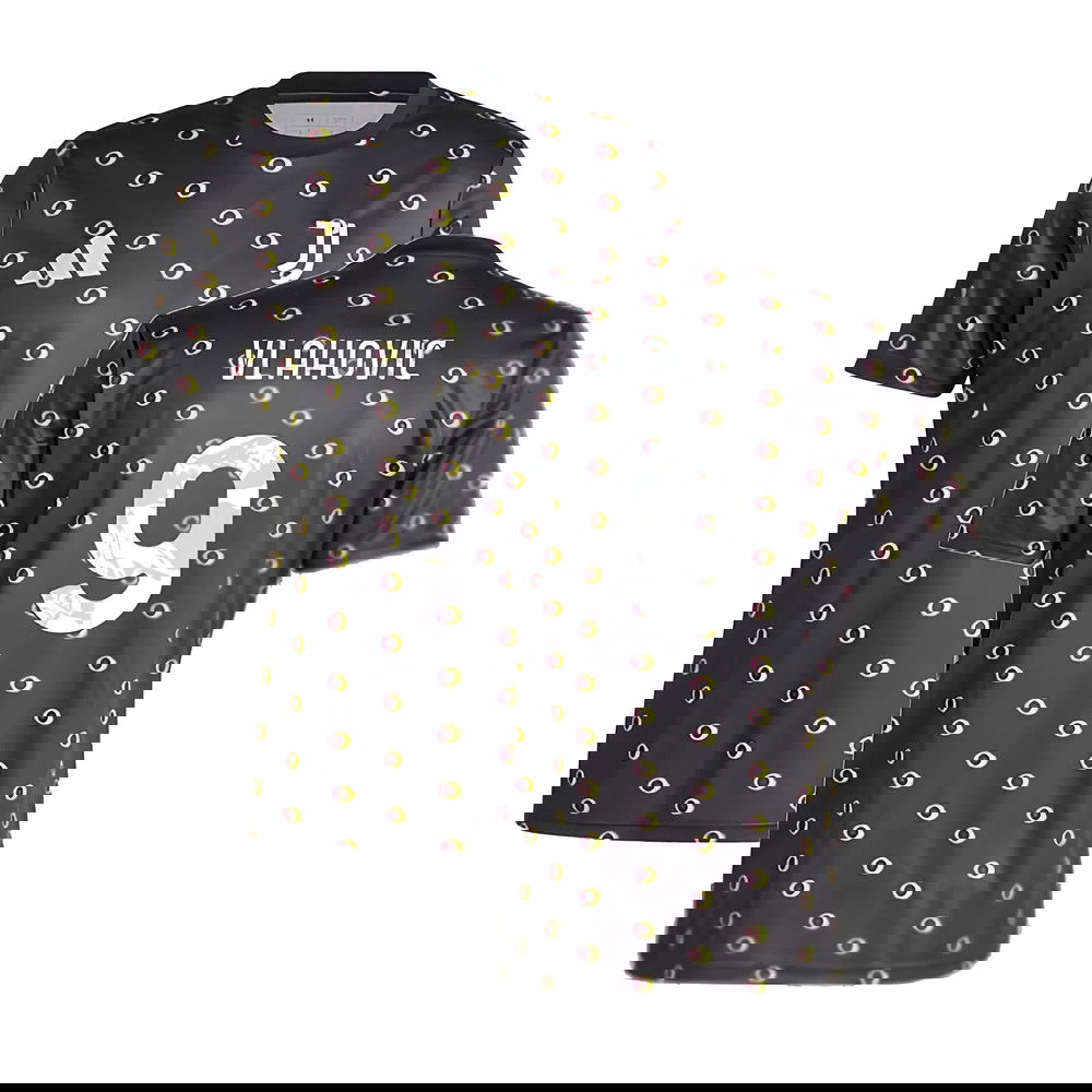 2024-2025 Juventus Pre-Match Shirt (Black) (Vlahovic 9)
