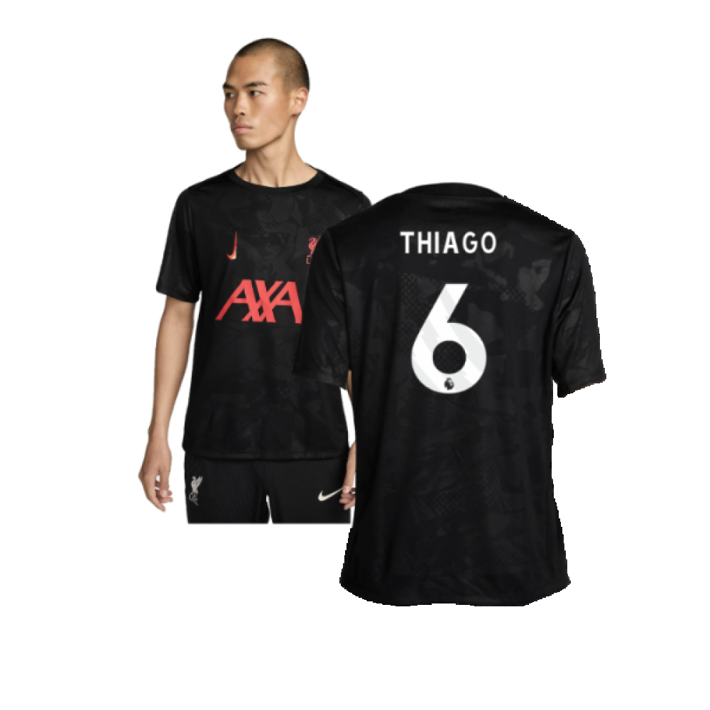 Liverpool Academy Pro Third Pre-Match Top (Black) (Thiago 6) 2024-2025 Men's Polyester Made By: Nike