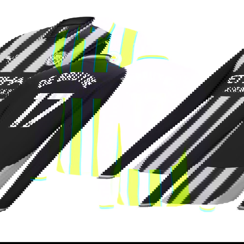 2024-2025 Man City Away Long Sleeve Shirt (De Bruyne 17)