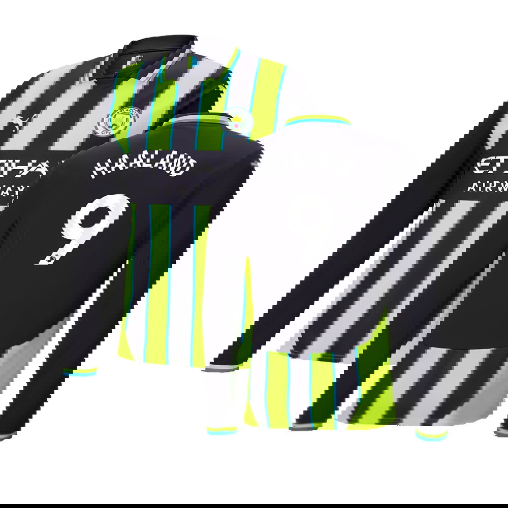 2024-2025 Man City Away Long Sleeve Shirt (Haaland 9)