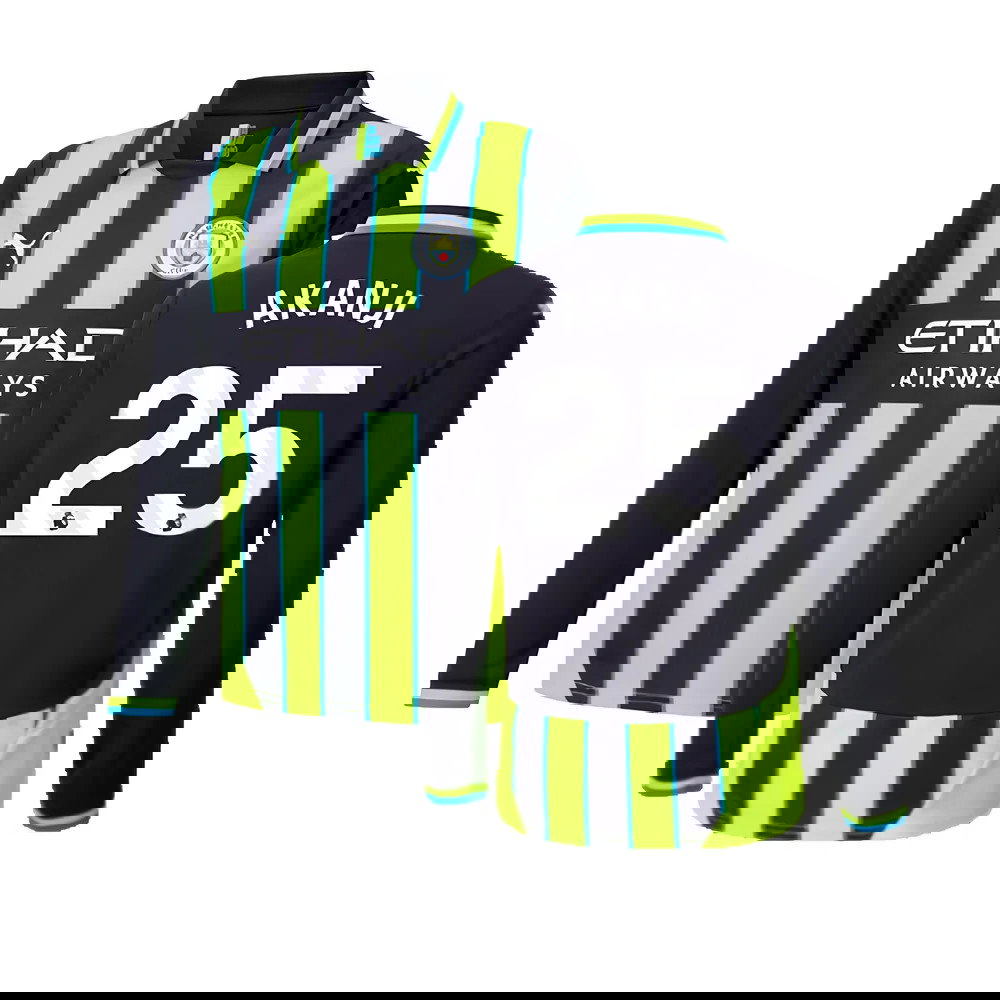 2024-2025 Man City Away Long Sleeve Shirt (Kids) (Akanji 25)