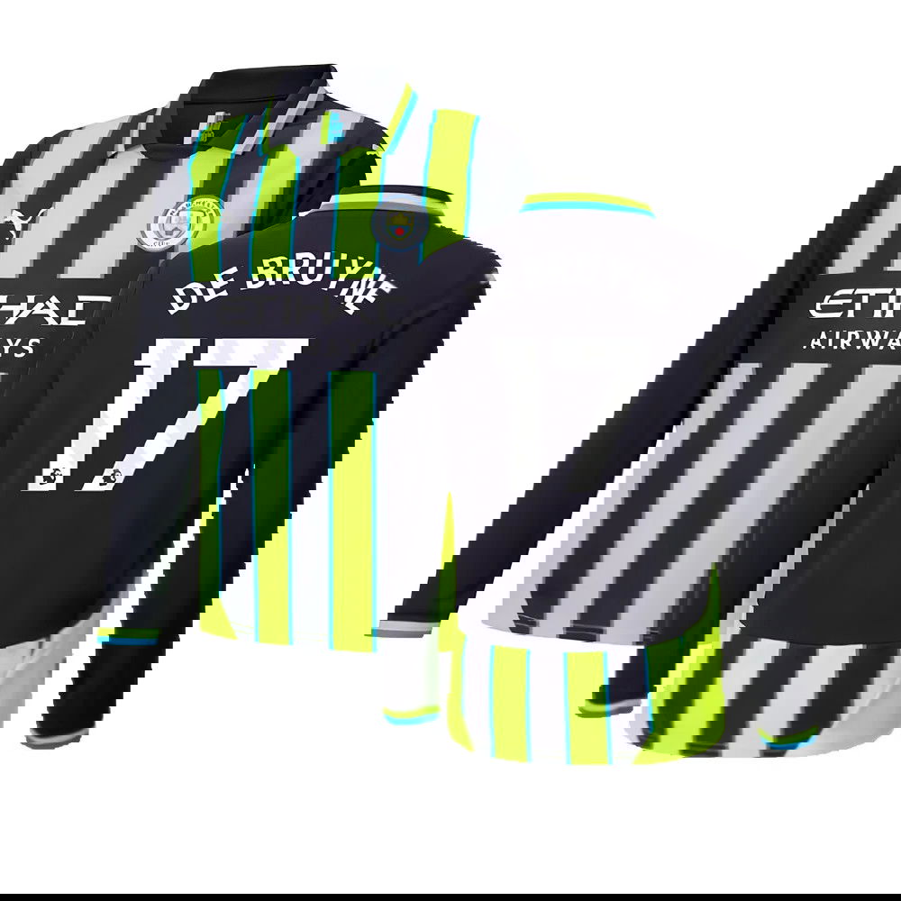 2024-2025 Man City Away Long Sleeve Shirt (Kids) (De Bruyne 17)