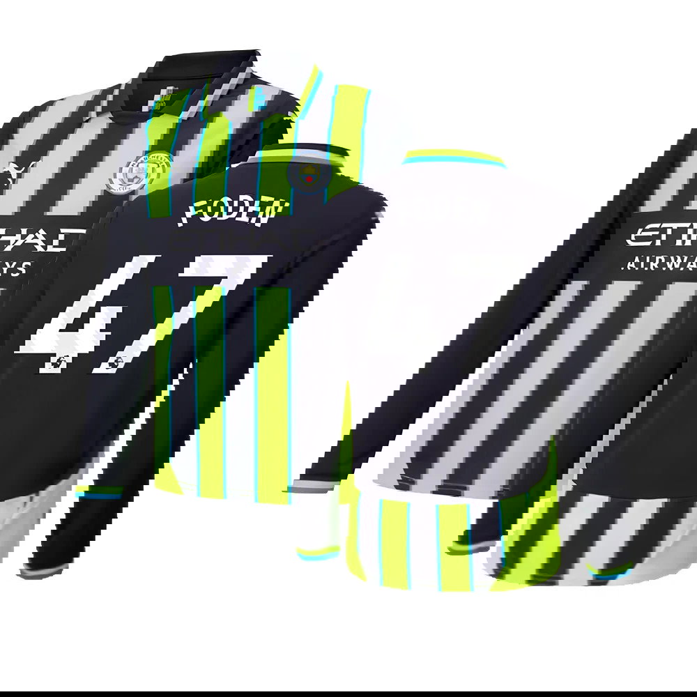 2024-2025 Man City Away Long Sleeve Shirt (Kids) (Foden 47)