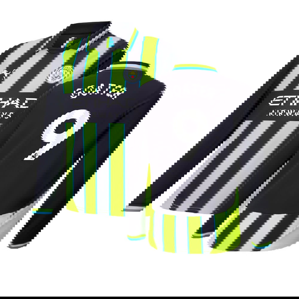 2024-2025 Man City Away Long Sleeve Shirt (Kids) (Goater 9)