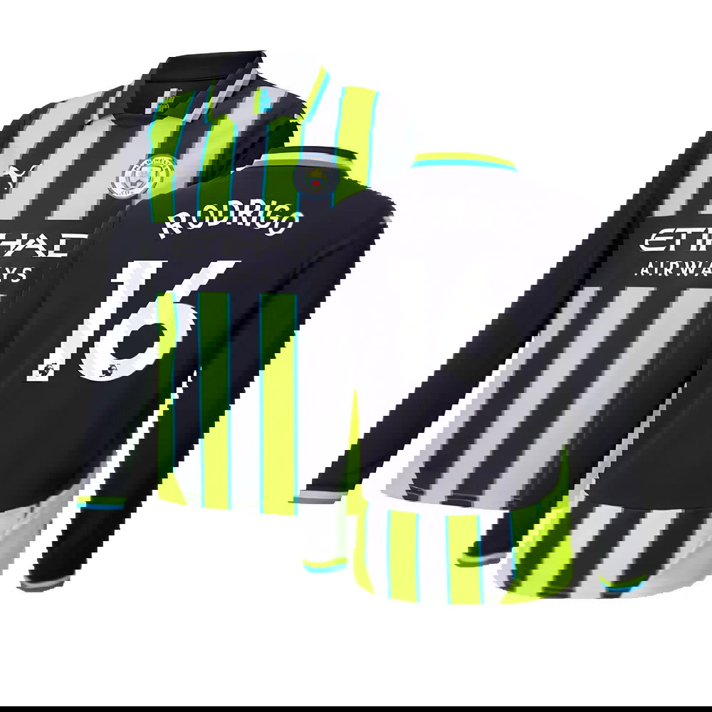 2024-2025 Man City Away Long Sleeve Shirt (Kids) (Rodrigo 16)