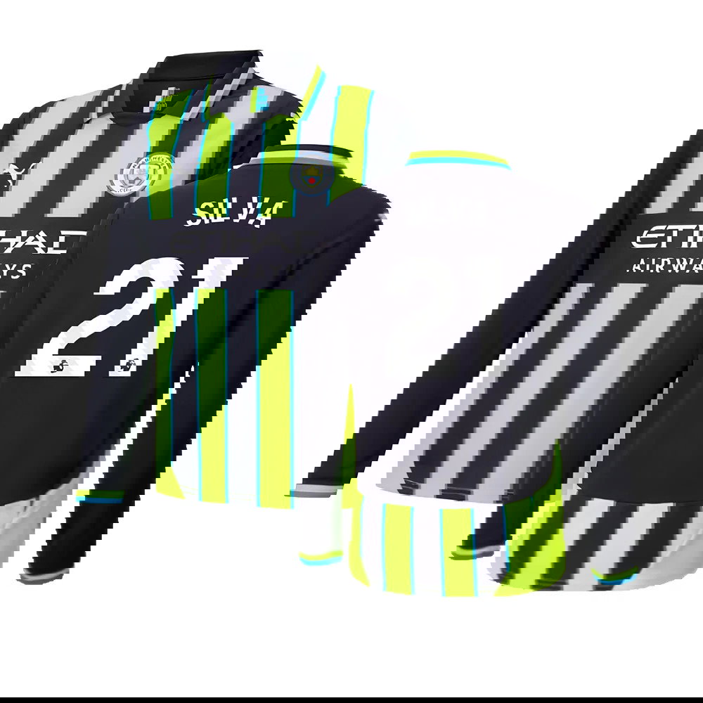 2024-2025 Man City Away Long Sleeve Shirt (Kids) (Silva 21)