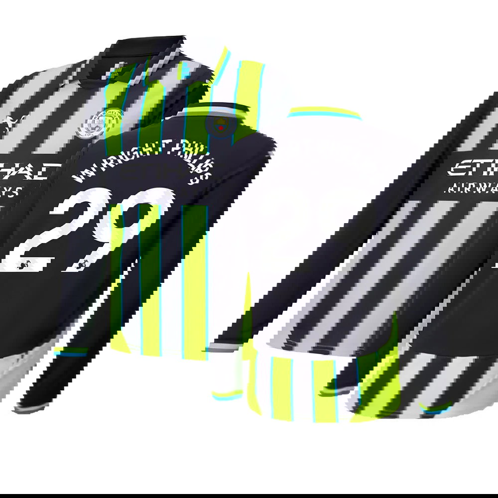 2024-2025 Man City Away Long Sleeve Shirt (Kids) (Wright Phillips 29)