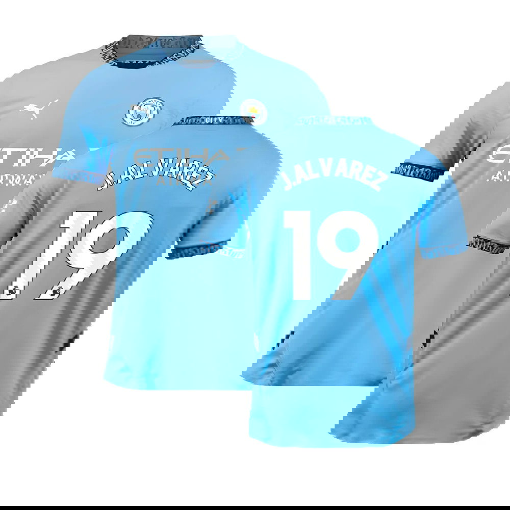 2024-2025 Man City Home Authentic Shirt (J.Alvarez 19)