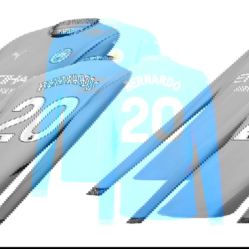 2024-2025 Man City Home Long Sleeve Shirt (Bernardo 20)