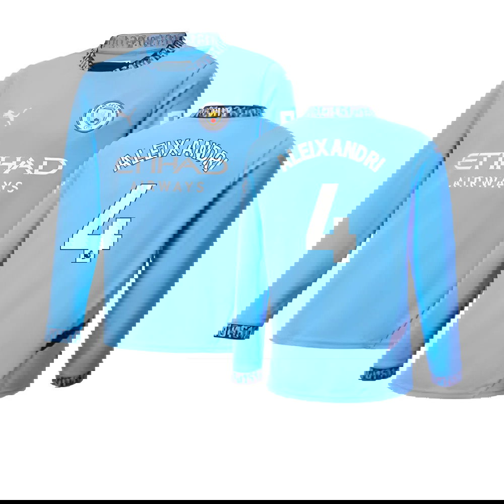 2024-2025 Man City Home Long Sleeve Shirt (Kids) (Aleixandri 4)