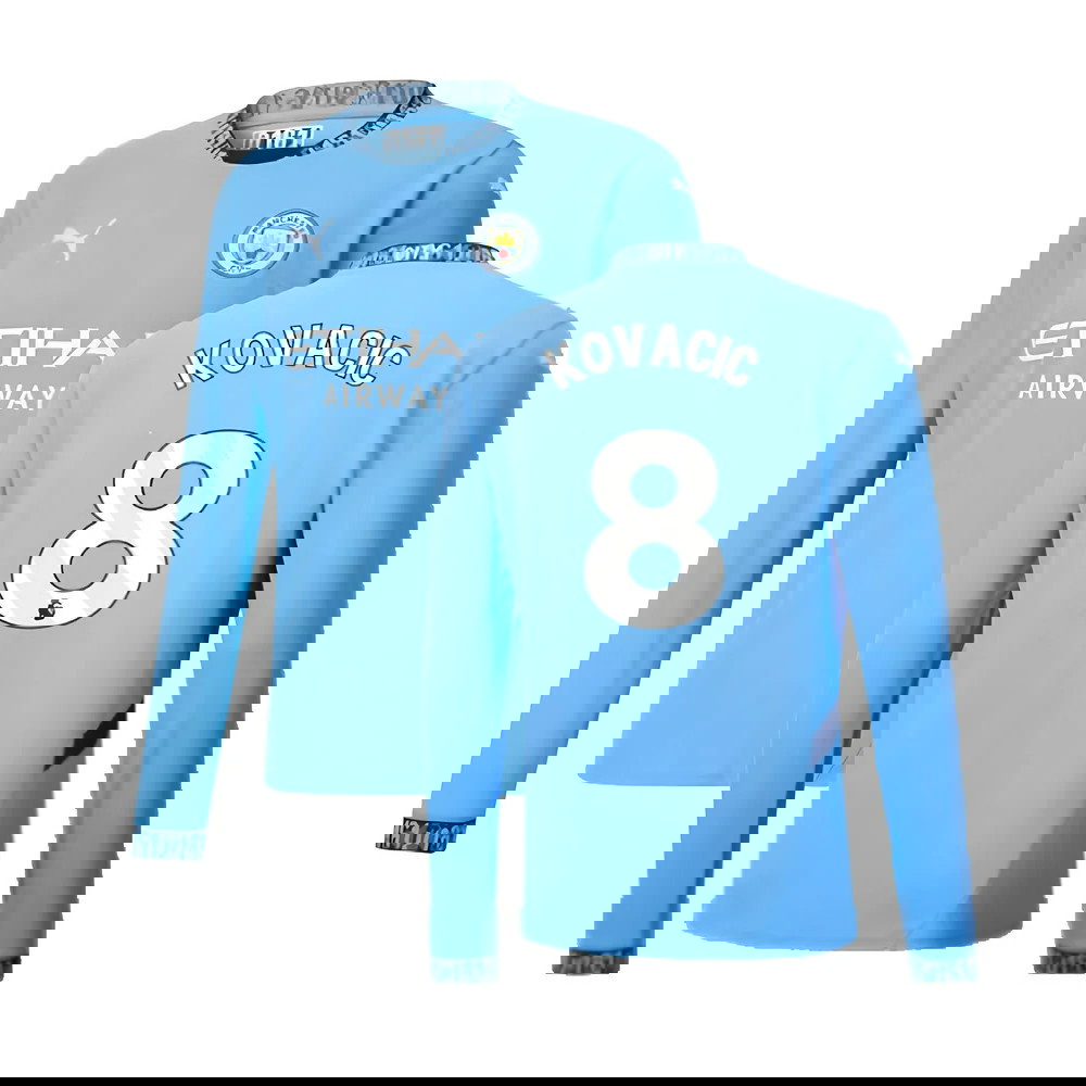 2024-2025 Man City Home Long Sleeve Shirt (Kovacic 8)
