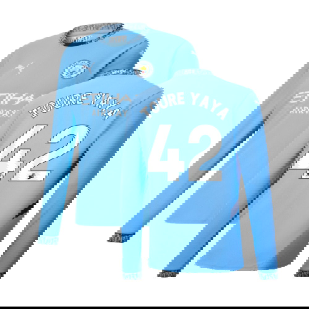 2024-2025 Man City Home Long Sleeve Shirt (Toure Yaya 42)