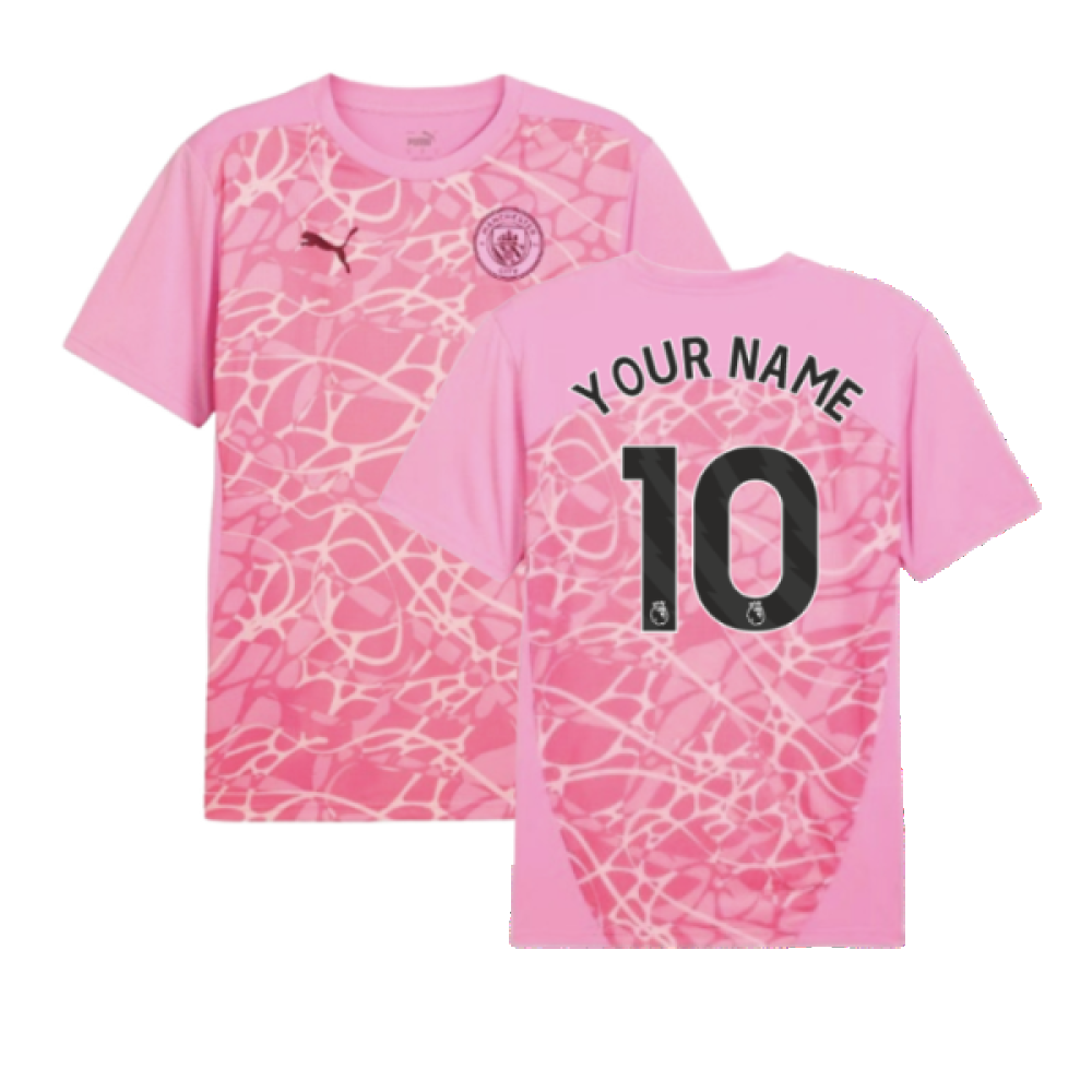2024-2025 Man City Pre-Match Shirt (Pink) (Your Name)