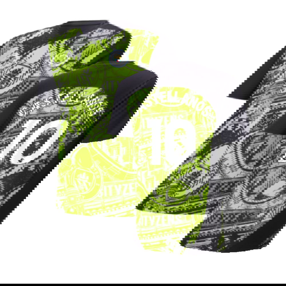 2024-2025 Man City Pre-Match Shirt (Yellow Glow) (Castellanos 10)