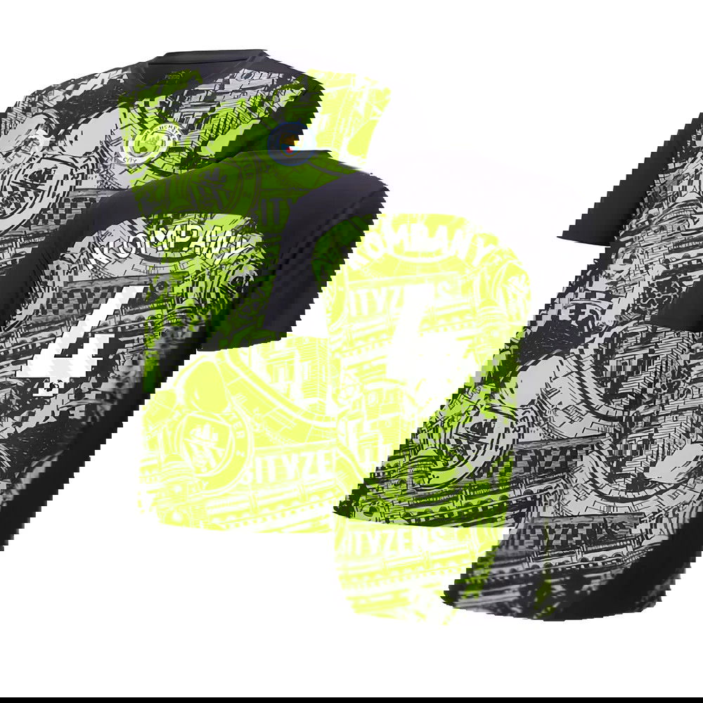 2024-2025 Man City Pre-Match Shirt (Yellow Glow) (Kompany 4)