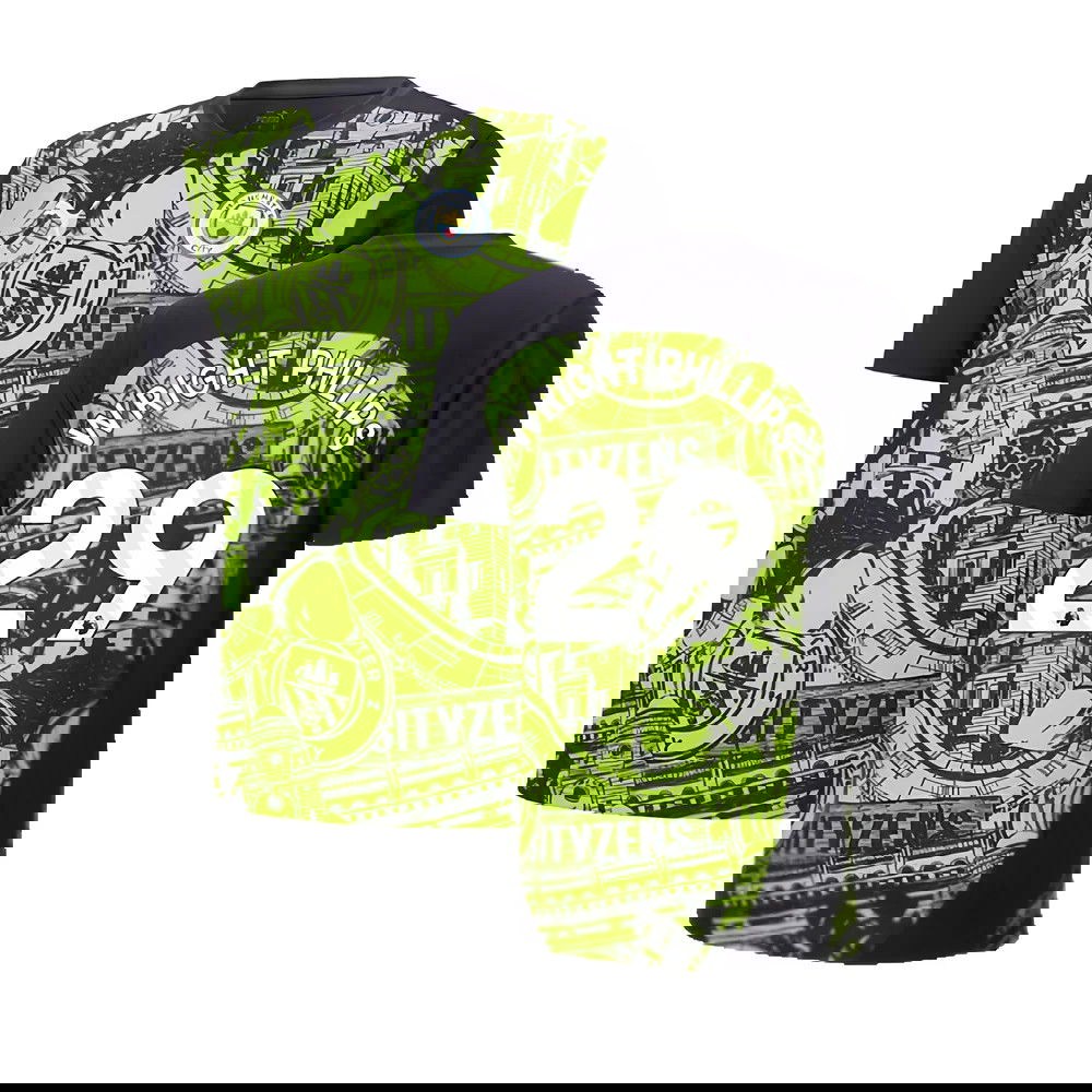 2024-2025 Man City Pre-Match Shirt (Yellow Glow) (Wright Phillips 29)