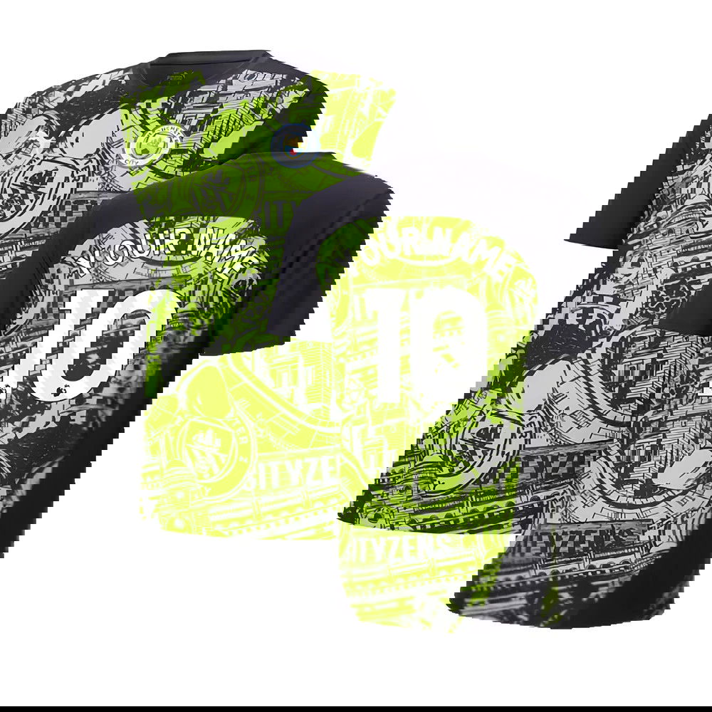 2024-2025 Man City Pre-Match Shirt (Yellow Glow) (Your Name)