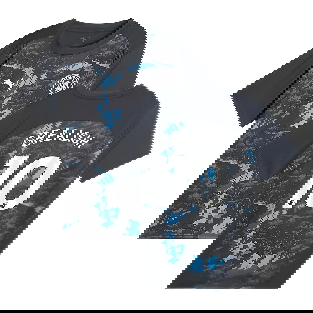 2024-2025 Man City Prematch SS Jersey (Strong Gray) - Kids (Grealish 10)