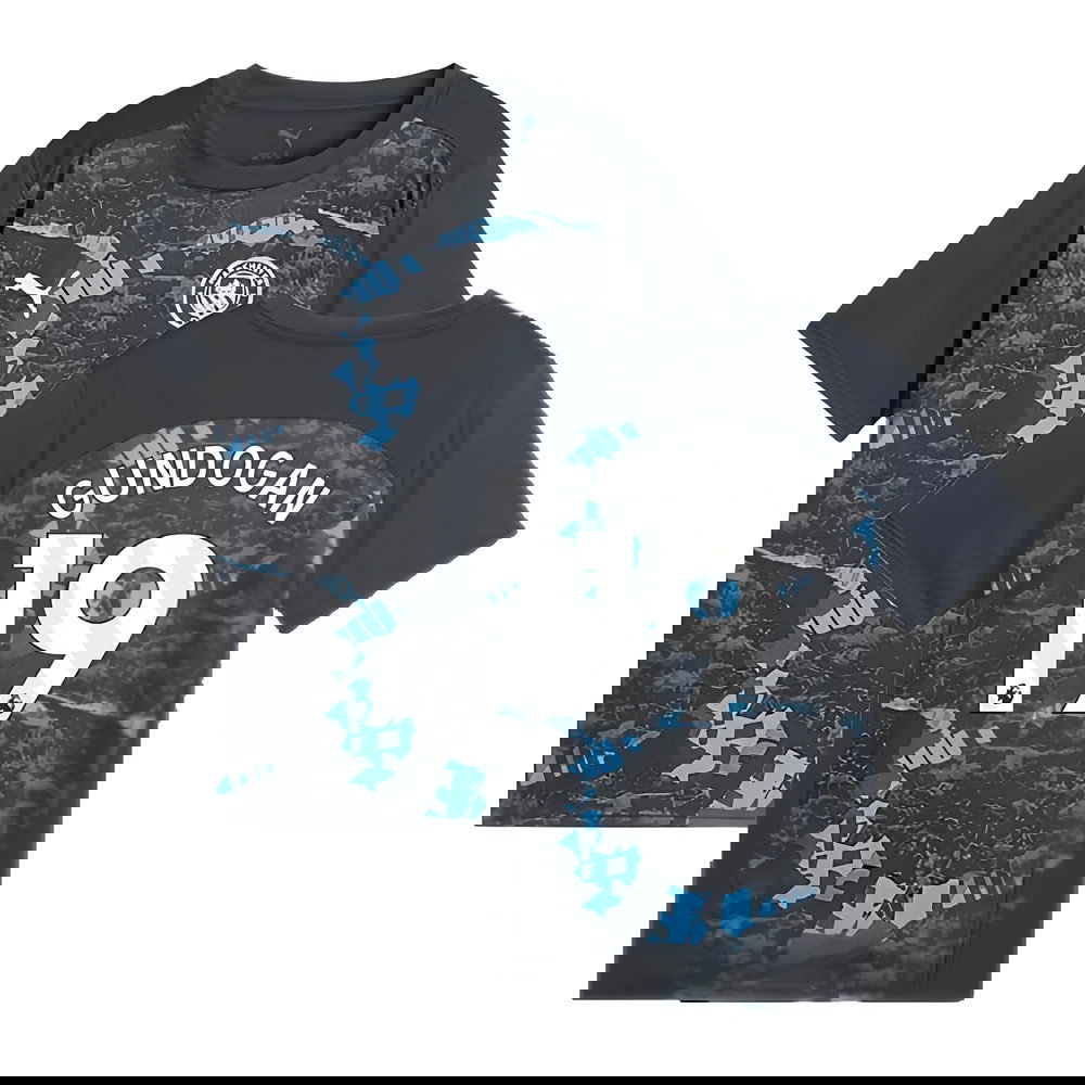 2024-2025 Man City Prematch SS Jersey (Strong Gray) - Kids (Gundogan 19)