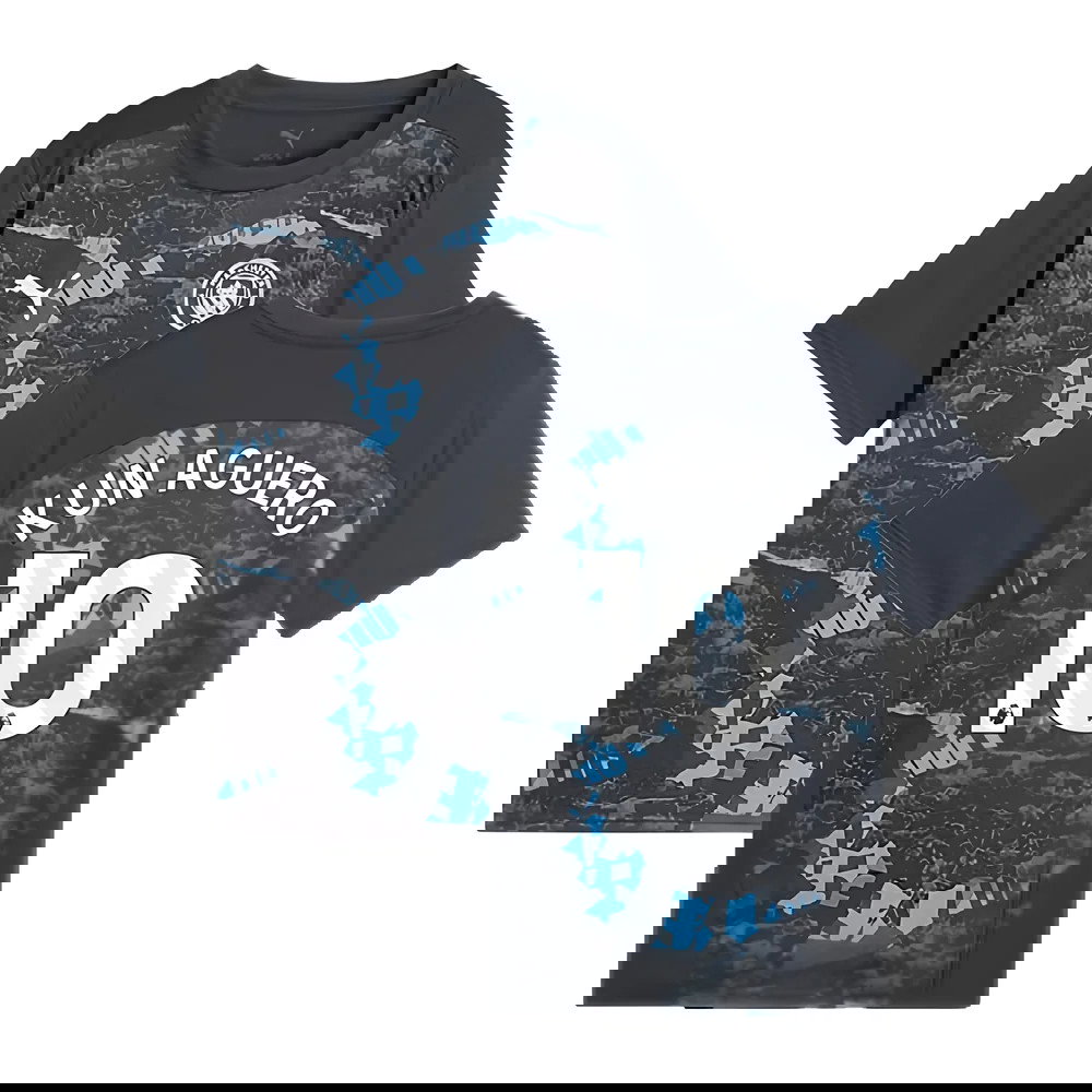 2024-2025 Man City Prematch SS Jersey (Strong Gray) - Kids (Kun Aguero 10)