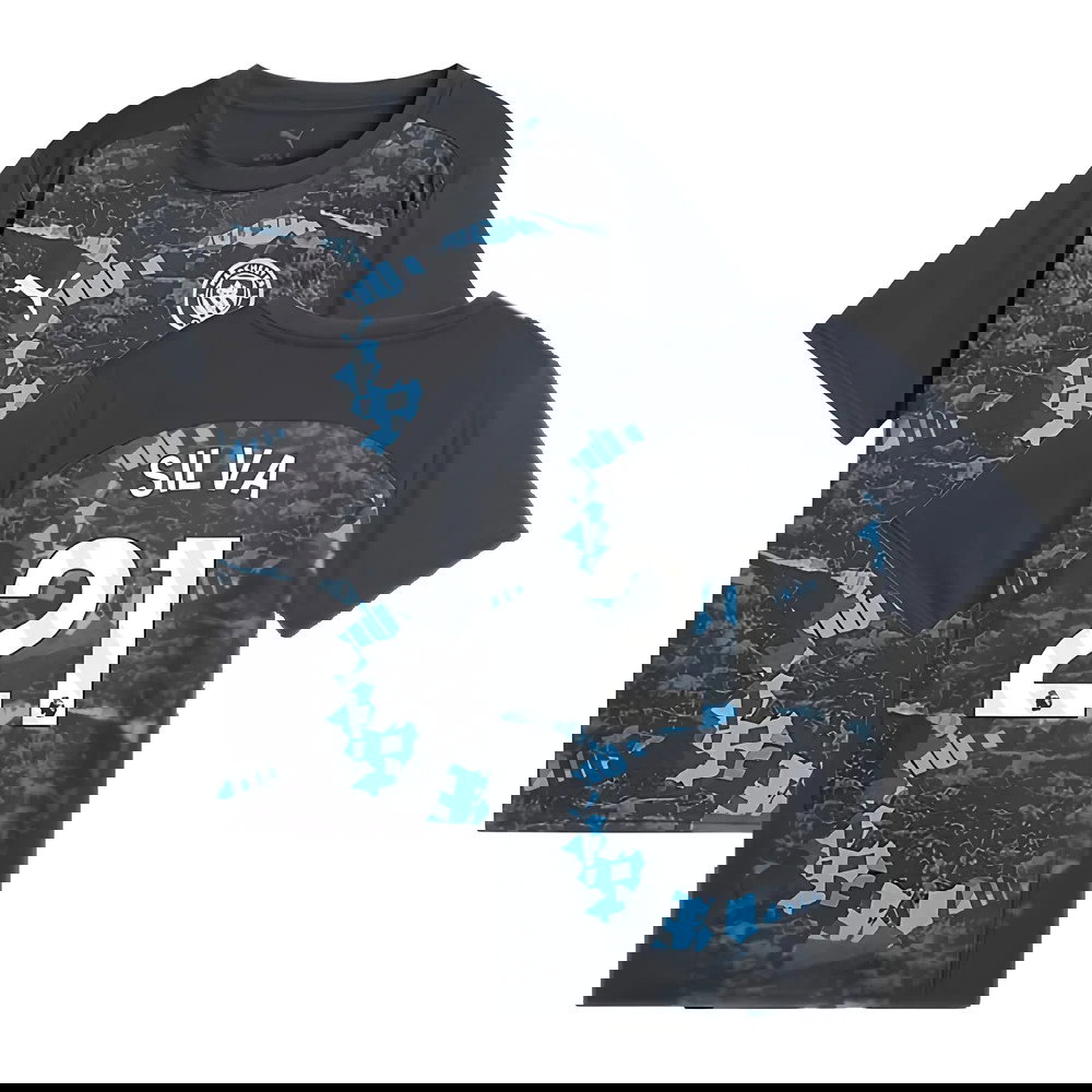 2024-2025 Man City Prematch SS Jersey (Strong Gray) - Kids (Silva 21)