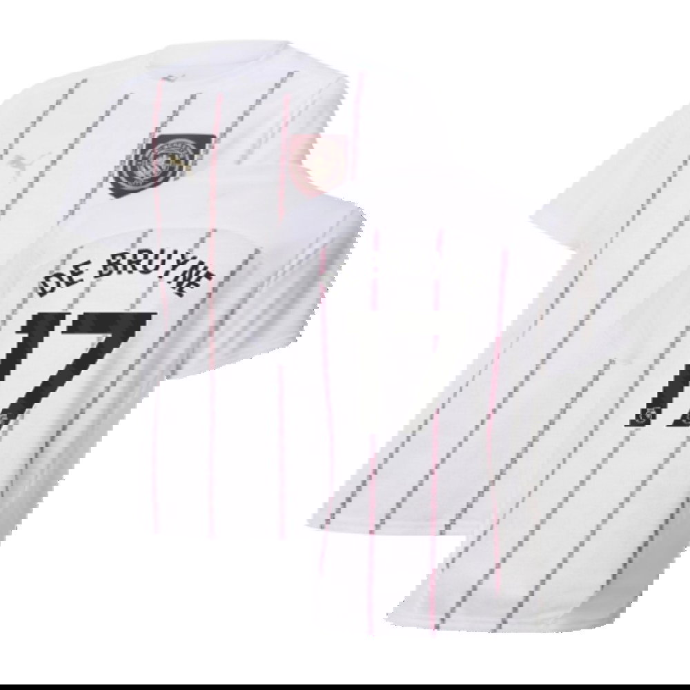 2024-2025 Man City Prematch SS Jersey (White) - Kids (De Bruyne 17)