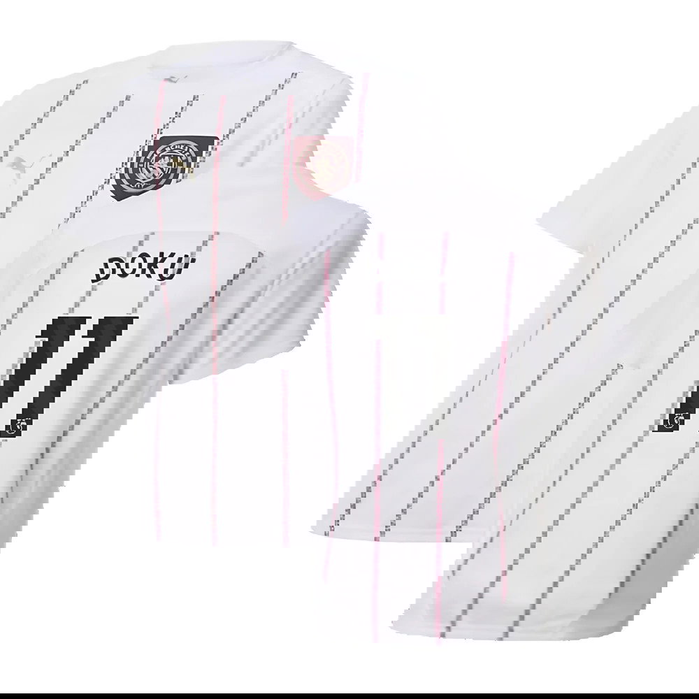 2024-2025 Man City Prematch SS Jersey (White) - Kids (Doku 11)