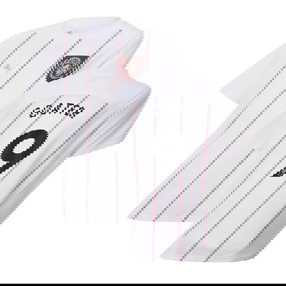 2024-2025 Man City Prematch SS Jersey (White) - Kids (Goater 9)