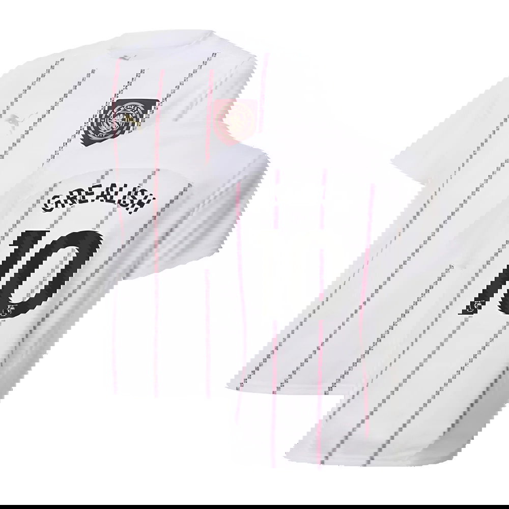 2024-2025 Man City Prematch SS Jersey (White) - Kids (Grealish 10)
