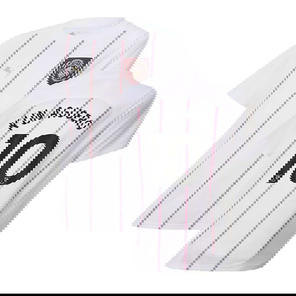 2024-2025 Man City Prematch SS Jersey (White) - Kids (Kun Aguero 10)