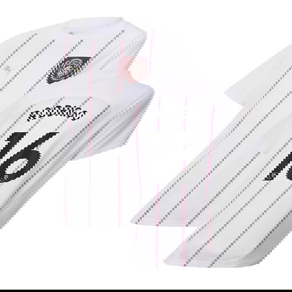 2024-2025 Man City Prematch SS Jersey (White) - Kids (Rodrigo 16)