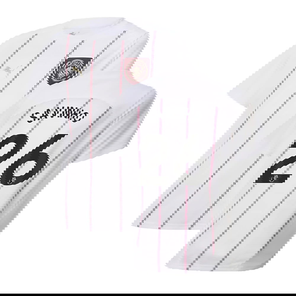 2024-2025 Man City Prematch SS Jersey (White) - Kids (Savinho 26)
