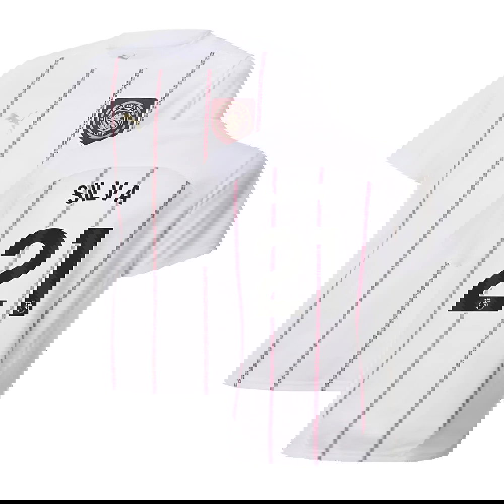 2024-2025 Man City Prematch SS Jersey (White) - Kids (Silva 21)
