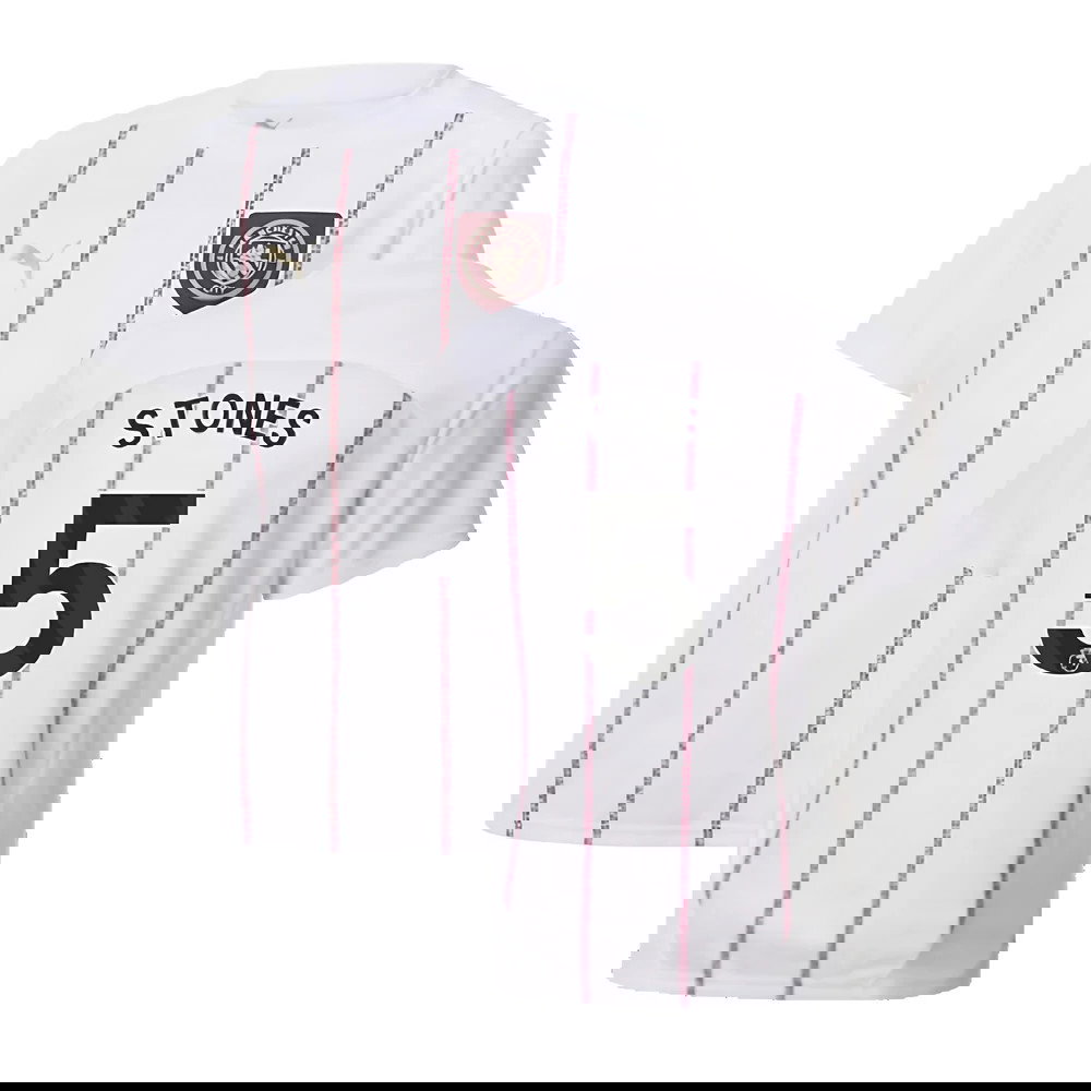 2024-2025 Man City Prematch SS Jersey (White) - Kids (Stones 5)