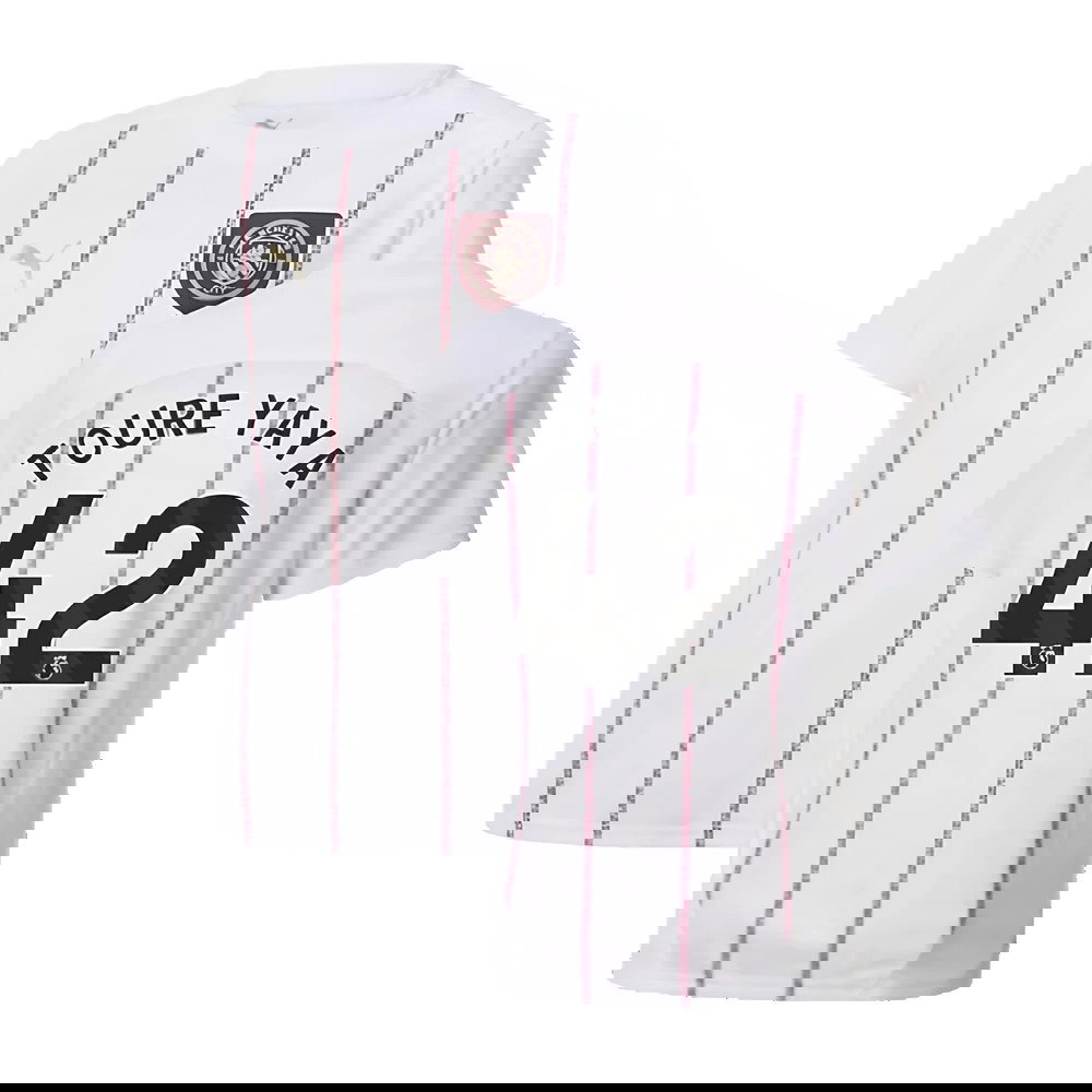 2024-2025 Man City Prematch SS Jersey (White) - Kids (Toure Yaya 42)